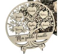 Arbre de vie personnalisé en bois avec max. 20 prénoms, Décoration murale ou à poser, décoration intérieur, déco mur, fleur vie sacrée,anniversaire,noël baptême mariage mandala, saint Valentin (20cm)