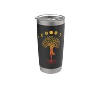Arbre de vie rétro des phases de la lune Gobelet isotherme en acier inoxydable double paroi