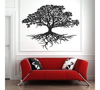 Arbre De Vie Sticker Mural Decal Vie Tribu Cercle Racine Branche Oiseau Sticker Mural Salon Yoga Studio Décoration Mural73X57 Cm