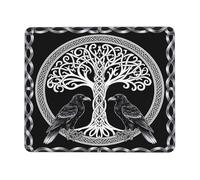 Arbre De Vie, Symboles Sacrés Celtes, Art du Corbeau Tapis De Souris Gaming Lavable Mousepad Bords Cousus Mouse Pad pour Voyage Maison Ordinateur 25X30Cm