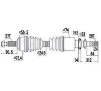 ARBRE D'ENTRAÎNEMENT RENAULT KANGOO 1.5DCI, 1.6 2008- / DROIT, NEUF