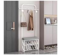 Arbre d'entrée 3 en 1 avec rangement à chaussures, banc rembourré autoportant et porte-manteau pour entrée, couloir, salon - Meuble élégant et fonctionnel