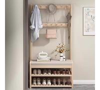 Arbre d'entrée avec banc de rangement à chaussures et crochets - Meuble 3 en 1 à assemblage facile pour une entrée organisée à la maison