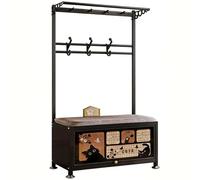 Arbre d'entrée avec banc de rangement - Meuble traditionnel pour vestibule, chambre à coucher ou bureau - Solution d'organisation fonctionnelle