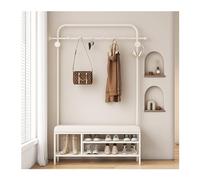 Arbre d'entrée avec banc et rangement à chaussures, étagère à chaussures autoportante 3 en 1 avec porte-manteau, étagère de rangement à 2 niveaux et 6 crochets pour entrée, vestiaire, salon