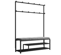 Arbre d'entrée avec banc et rangement à chaussures, porte-manteau d'entrée avec siège rembourré, 12 crochets et étagère à 2 niveaux, idéal pour le salon et le couloir