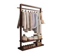 Arbre d'entrée avec banc et rangement à chaussures, porte-manteau double couche avec roues universelles, rotation à 360°, adapté pour chambre/bureau/entrée, facile à installer, couleur noyer