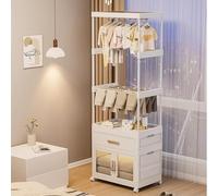 Arbre d'entrée moderne de ferme avec porte-manteau, banc de rangement et porte-pantalons - Meuble élégant peu encombrant pour les petits espaces et les couloirs étroits, parfait pour une décoration