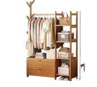 Arbre d'entrée multifonction avec rangement à chaussures et tiroirs, porte-manteau d'entrée pour vêtements et sacs, support vertical nizer (finition naturelle)