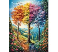 Arbre des Quatre Saisons 500 Pieces Casse-tête Expert Confirmé en Carton Épais Rigide Animaux et Plantes Très Difficile Niveau Expert Motif Complexe Cadeau Anniversaire Premium 500 PCS