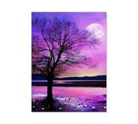 Arbre des Quatre Saisons Ciel étoilé Violet Lune，Puzzle en Papier Adulte de 1000 pièces, Jouet de Chambre d'enfants de crèche（50x70cm）-D86