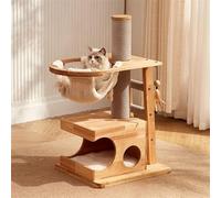 Arbre d'escalade pour chat peu encombrant avec bac à litière intégré pour petits chats, design compact s'adapte à n'importe quelle maison