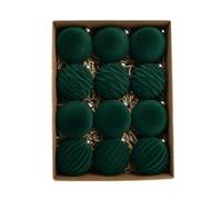 Arbre d'Ornement Boule Vert de Noël - 12 Pièces Boules Suspendues Flocées, Boule de Noël | Décoration de Noël saisonnière pour les anniversaires, le Nouvel An, les mariages, les fiançailles