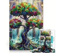Arbre du Palais en vitrail Puzzle Adulte 1000 pièces Casse-tête Passe-Temps à la Maison Assemblage d'image Cadeau mémorable 50x75cm