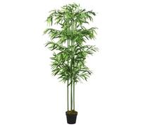 Arbre en bambou artificiel 180 cm avec 864 feuilles en fibre textile et troncs en bambou, arbre artificiel vert dans pot en plastique pour salon, bureau, balcon, jardin, décoration facile d'entretien