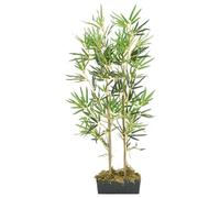 Arbre en bambou artificiel avec 552 feuilles en fibres textiles, 120 cm de haut, arbre artificiel vert avec troncs en bambou dans pot en plastique, plante d'intérieur facile d'entretien pour salon