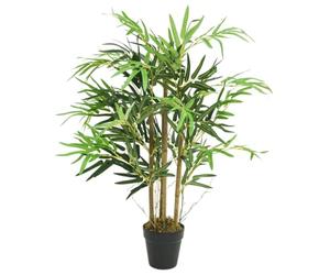 Arbre en bambou artificiel de 80 cm avec 500 feuilles en fibre textile, troncs en bambou, pot en plastique, décoration facile d'entretien pour salon, bureau, balcon, jardin, intérieur et extérieur