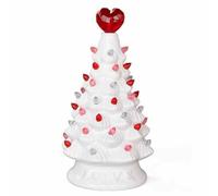 Arbre en céramique vintage - Arbre en céramique vintage éclairé pour saint | Arbre en céramique à thème Saint sur le dessus de l'arbre en forme de coeur