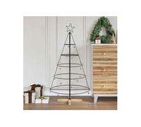 vidaXL Arbre en cône de Noël avec support Noir 125 cm Acier