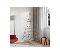 vidaXL Arbre en cône de Noël 180,5 cm Acier – Support noir, déco moderne minimaliste