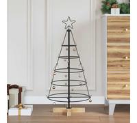 vidaXL Arbre en cône de Noël 180,5 cm Acier – Support noir, déco moderne minimaliste