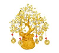 Arbre en cristal de citrine avec base en pot de pièces artificielles, pour la décoration de la maison et du bureau, porte-bonheur, 6 pièces Feng Shui, cadeaux spirituels en cristal jaune pour femmes