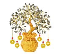 Arbre en cristal de pyrite avec base en pot Pièces artificielles Bonsaï pour décoration de maison ou de bureau Bonne chance 6 pièces Feng Shui Argent Richesse Arbre Cristal Doré Cadeaux pour femmes