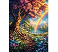 Arbre enchanté avec Un Arc-en-Ciel 500 Pieces Casse-tête Adolescent en Carton Rigide Anti-Déchirure Mythes Animal Plante Difficulté Moyenne Activité Éducative Passe-Temps Cadeau Anniversaire 500
