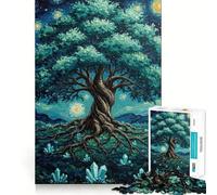 Arbre étoilé avec Cristaux Puzzle de 1000 pièces pour Adultes et Adolescents Jeu de réflexion apaisant Cadeau de Noël Découpe précise 38x52cm