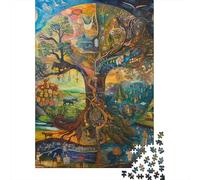 Arbre Étrange et Grand Puzzle 1000 Pièces Jouet en Bois Cadeau Unique De l'art De La DécoRation Jeu ÉduChatif Challenge Toy pour Adultes Et Enfants À Partir De 12 Ans 1000pcs (75x50cm)