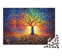 Arbre Femme Puzzle 1000 Pièces Papier pour Adultes Racines Colorées Jeu de Puzzle 1000 Pièces Décoration Cadeau 70x50cm/1000pcs