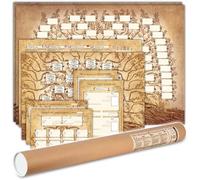 Arbre Généalogique Haut de gamme (7 générations) - Papier Longue Durabilité 240g - Pack Complet avec Guides - Design à la Main - Écologique & Made in France - Idéal Cadeau Famille ou Généalogie