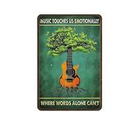 Arbre guitare musique nous touche émotionnellement là où les mots seuls ne peuvent pas métal étain signe décoration murale en aluminium signe cuisine salle de bain décor rétro affiche plaque pour café