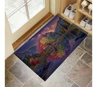 Arbre La Vie Paillasson D'Entrée Discret Absorbant - 45 X 75 Cm - Antidérapant - Montagnes Lacs Tapis De Sol pour Entrée d'animaux Domestiques, Cuisine, Salle De Bain - Couleurs Mélangées
