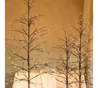 Arbre Lumineux 2,1 m - 166 LED Blanc Chaud Effet Flash - Métal Marron Robuste - Décoration de Noël intérieure et extérieure - IP44