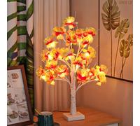Arbre lumineux à LED - 60 cm - Avec 24 fleurs LED blanc chaud - Alimentation par USB / piles - Avec branches réglables - Décoration de printemps - Décoration de Pâques (B)