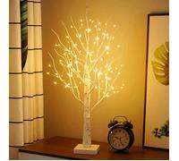 Arbre Lumineux en Bouleau avec 144 LED, Bonsaï de table Arbre artificiel pour fête de mariage Cadeau d'intérieur ou d'extérieur