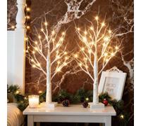 Arbre Lumineux LED 2 Pcs,61 CM/2 FT Lampe Arbre Lumineux,24 LED Blanc Chaud | USB/Alimenté par Batterie, Arbre de Noël Lumineux Décoration de Noël pour Fête,Mariage,Bureau,Cadeau d'intérieur/d'extérieur