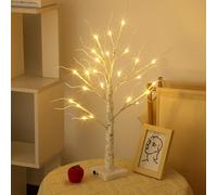 Arbre Lumineux LED, 60cm/2ft Lumières de Bouleau avec 24 LEDs Lumières d'arbre de Noël, USB/Batterie Arbre Lumineux en Bouleau Blanc Chau, Branches Réglables Lampe pour Fête,Pâques, Décoration de Noël