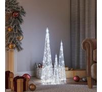 Arbre Lumineux LED, Arbre de Noël Lumineux Décoration de Noël Jeu de cônes Lumineux à LED Acrylique Blanc Froid 30/45/60 cm