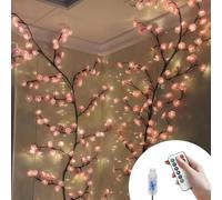 Arbre Lumineux LED, Arbre Lumineux Interieur Fleur de Cerisier, Vine Décoration avec Télécommande et 8 Modes, Minuteries alimentées par USB, Decoration Murale Chambre (Cerisier Roses, 1.2M 48LEDs)