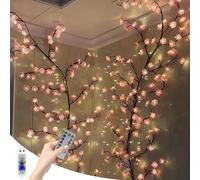 Arbre Lumineux LED, Arbres Guirlande Lumineuse, Guirlande fleur lumineuse, Lampe murale fleurs de cerisier avec télécommande et 8 modes d'éclairage pour intérieur, mariage décoration (1.6M+48LEDS)