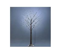 Arbre lumineux LED aspect enneigé - décoration lumineuse - 96 LEDS blanc froid - norme IP 44 - usage intérieur/extérieur - 1,5H m - métal PP brun