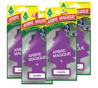 Arbre Magique Mono, Parfum de Voiture à la Lavande, Frais et Polyvalent, Dure Jusqu'à 7 Semaines, Fabriqué en Italie, Pack 4