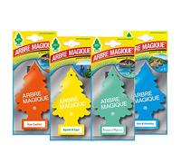 Arbre Magique Mono, parfum de voiture, assortiment 4 (Méditerranée), Ibiza Cocktail + Agrumes de Capri + Brise de Mykonos + Air de Portofino, dure jusqu’à 7 semaines, fabriqué en Italie, 4 pièces