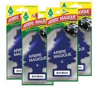 Arbre Magique Mono Parfum de voiture, fragrance Voiture Neuve, parfum classique et élégant, durée jusqu'à 7 semaines, fabriqué en Italie, lot de 4 pièces