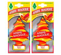 Arbre Magique Mono - Parfum de Voiture Mangue et Papaye, Frais et Léger, Durée Jusqu'à 7 Semaines, Fabriqué en Italie, Lot de 2 Pièces