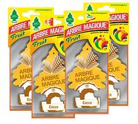 Arbre Magique Mono, Parfumeur de voiture, Parfum de noix de coco, exotique et fruité, dure jusqu'à 7 semaines, fabriqué en Italie, paquet de 4