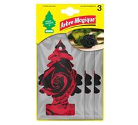 Arbre Magique, Parfum de voiture, parfum noir rose, parfum raffiné et velouté, durée jusqu'à 7 semaines, fabriqué en Italie, format multipack de 3 pièces