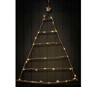 Arbre mural décoratif en bois avec guirlande lumineuse LED - 90x70 cm